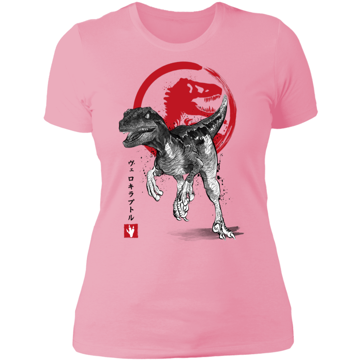 T-Shirts Light Pink / S Velociraptor sumi-e Women's Premium T-Shirt