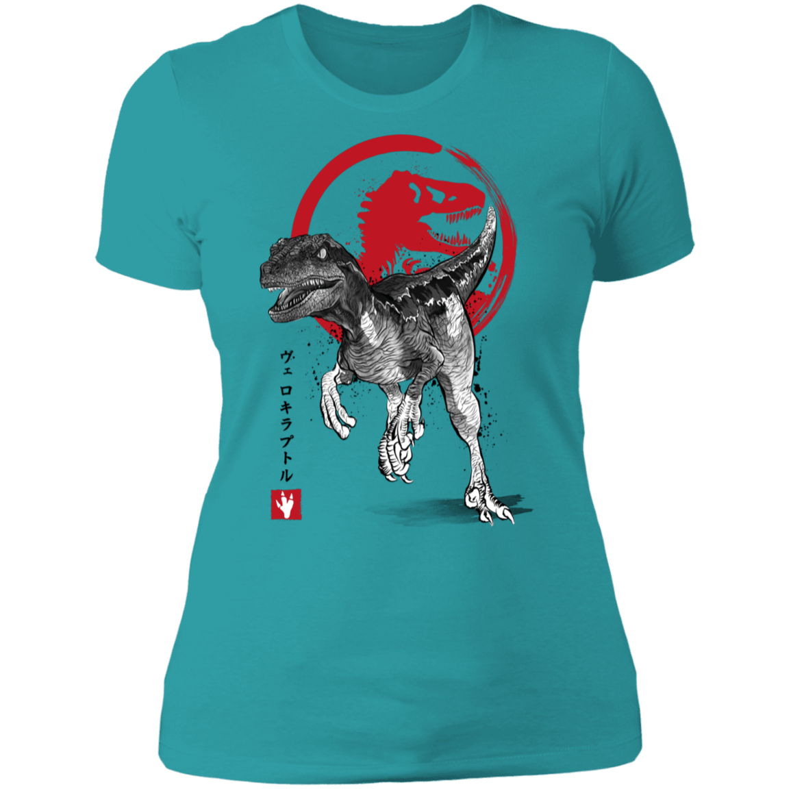 T-Shirts Tahiti Blue / S Velociraptor sumi-e Women's Premium T-Shirt