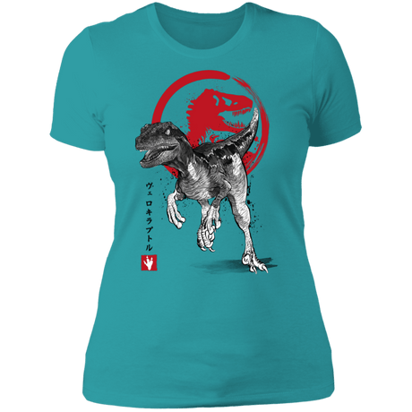T-Shirts Tahiti Blue / S Velociraptor sumi-e Women's Premium T-Shirt