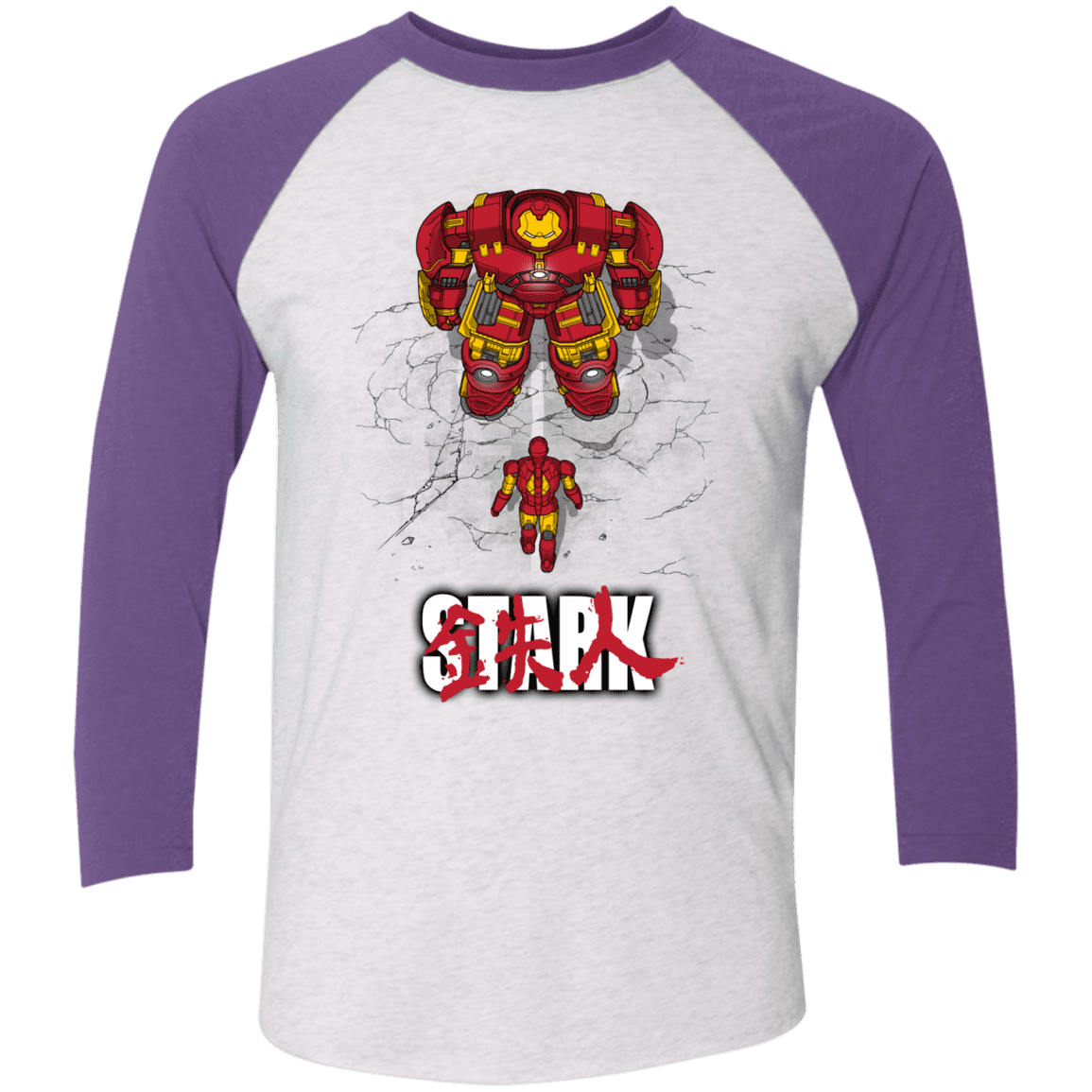 T-Shirts Heather White/Purple Rush / X-Small Veronica Men's Triblend 3/4 Sleeve