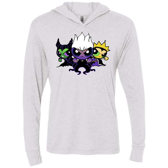 T-Shirts Heather White / X-Small Villain Puff Girls Triblend Long Sleeve Hoodie Tee