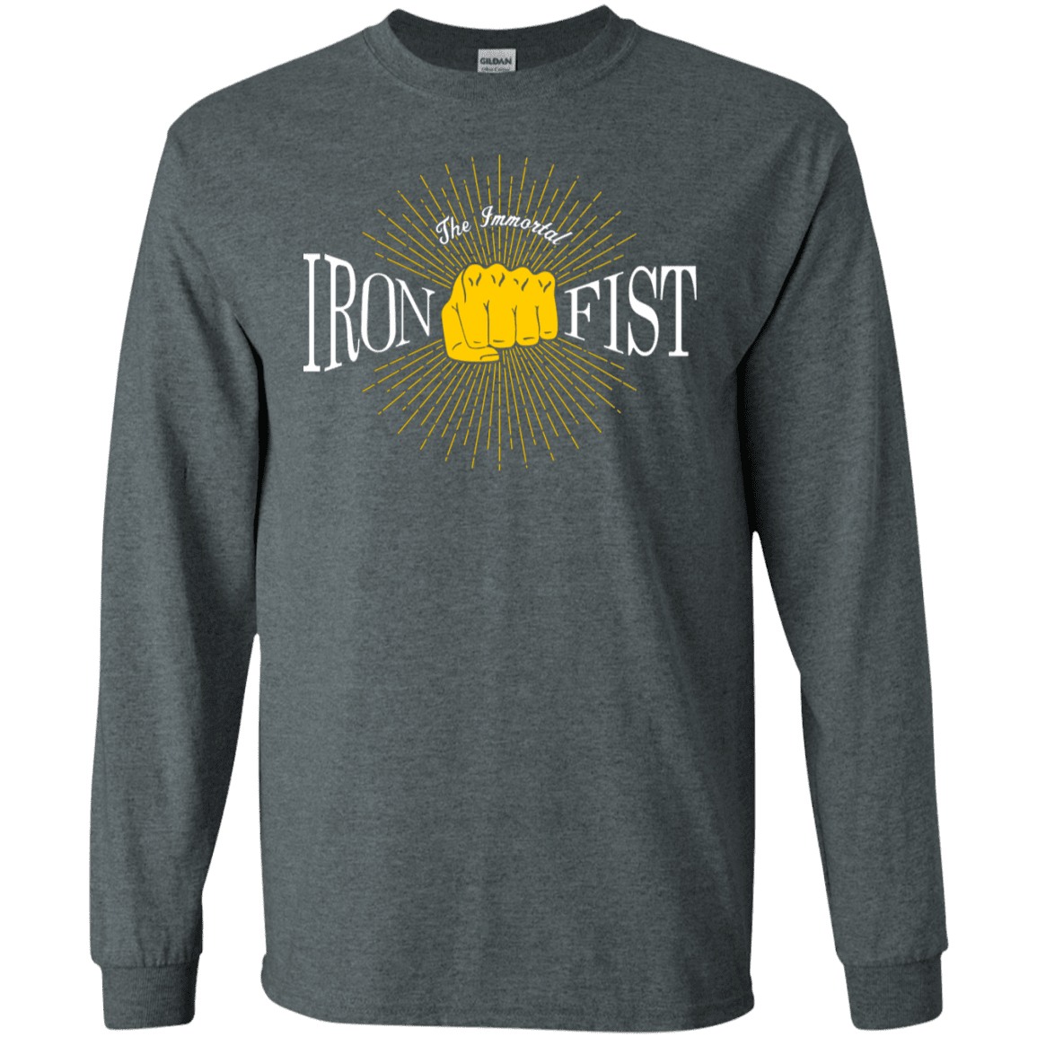 T-Shirts Dark Heather / S Vintage Immortal Iron Fist Men's Long Sleeve T-Shirt