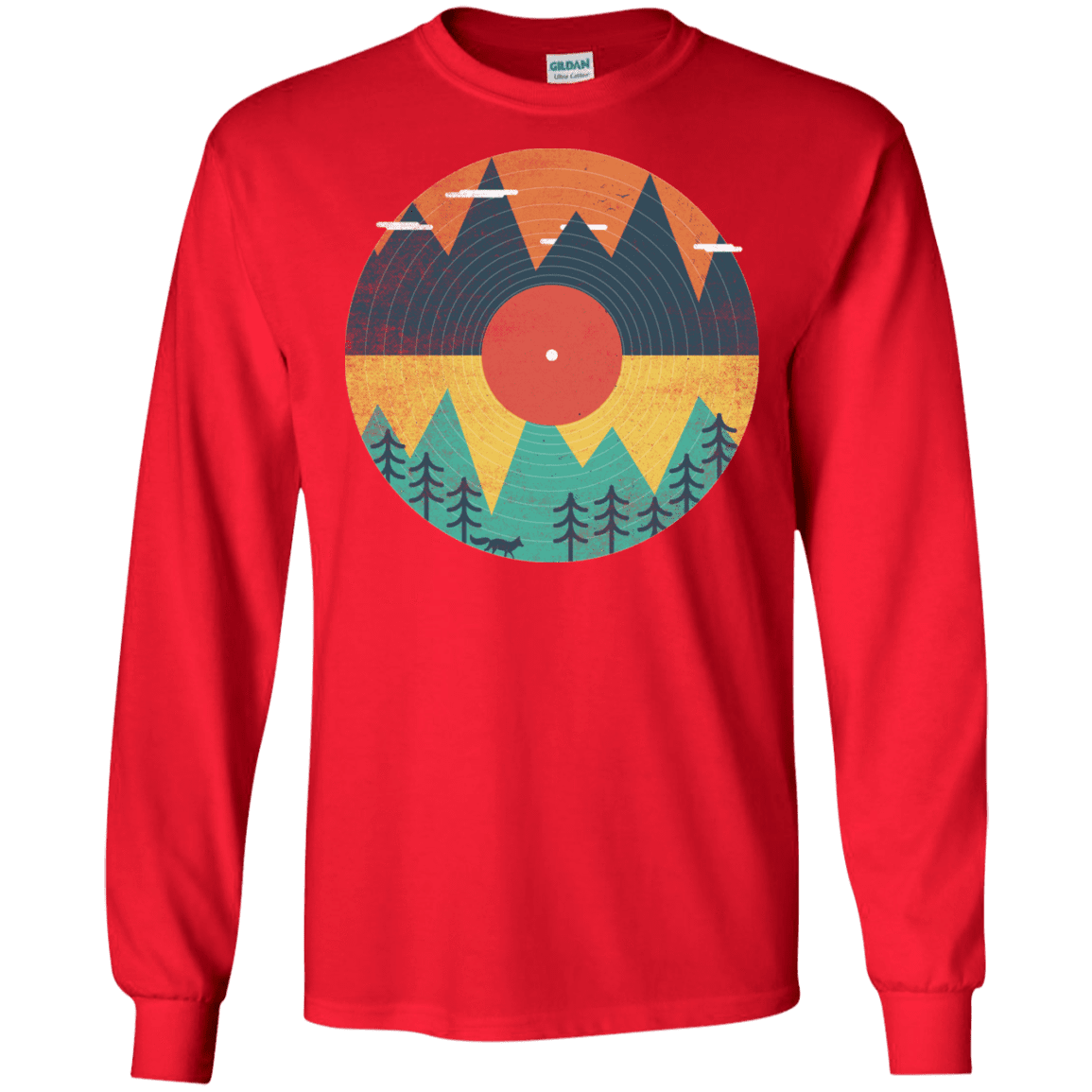 T-Shirts Red / S Vinyl Fox Men's Long Sleeve T-Shirt