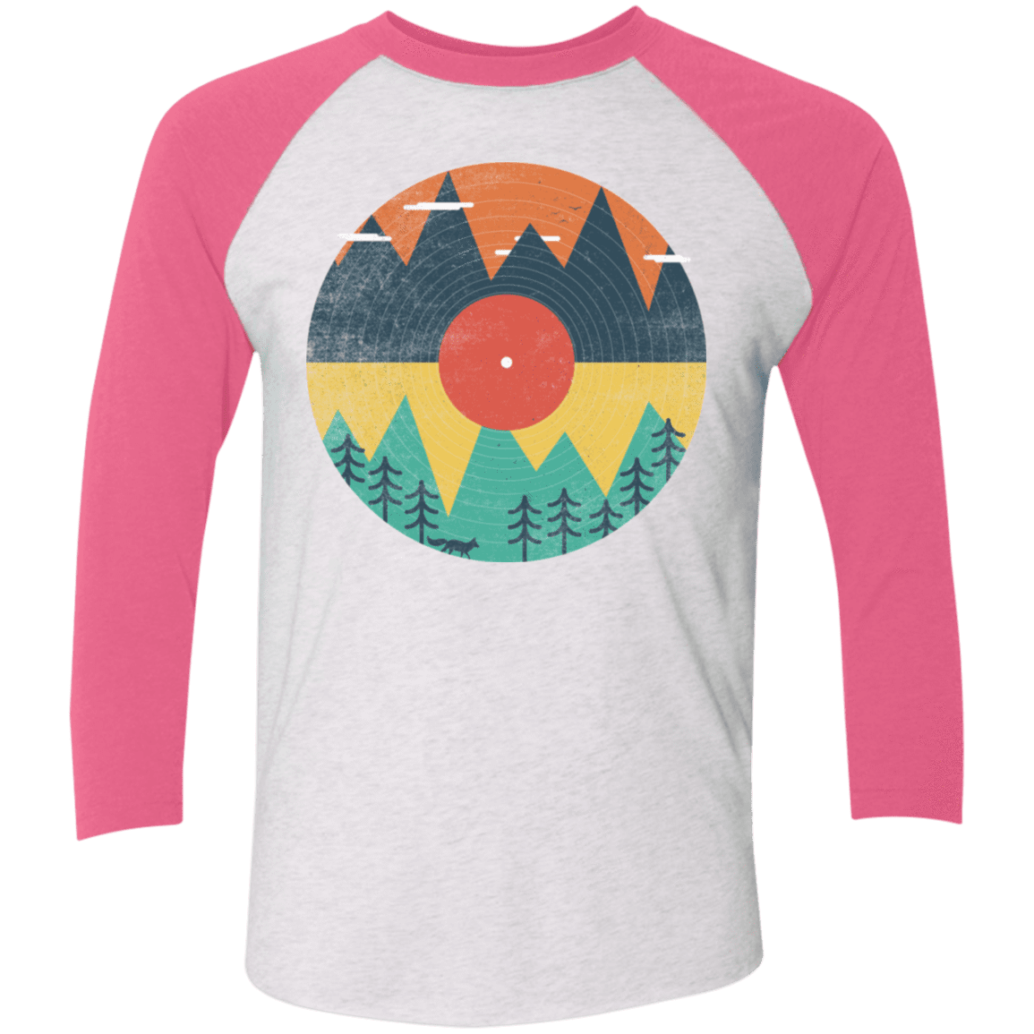 T-Shirts Heather White/Vintage Pink / X-Small Vinyl Fox Men's Triblend 3/4 Sleeve