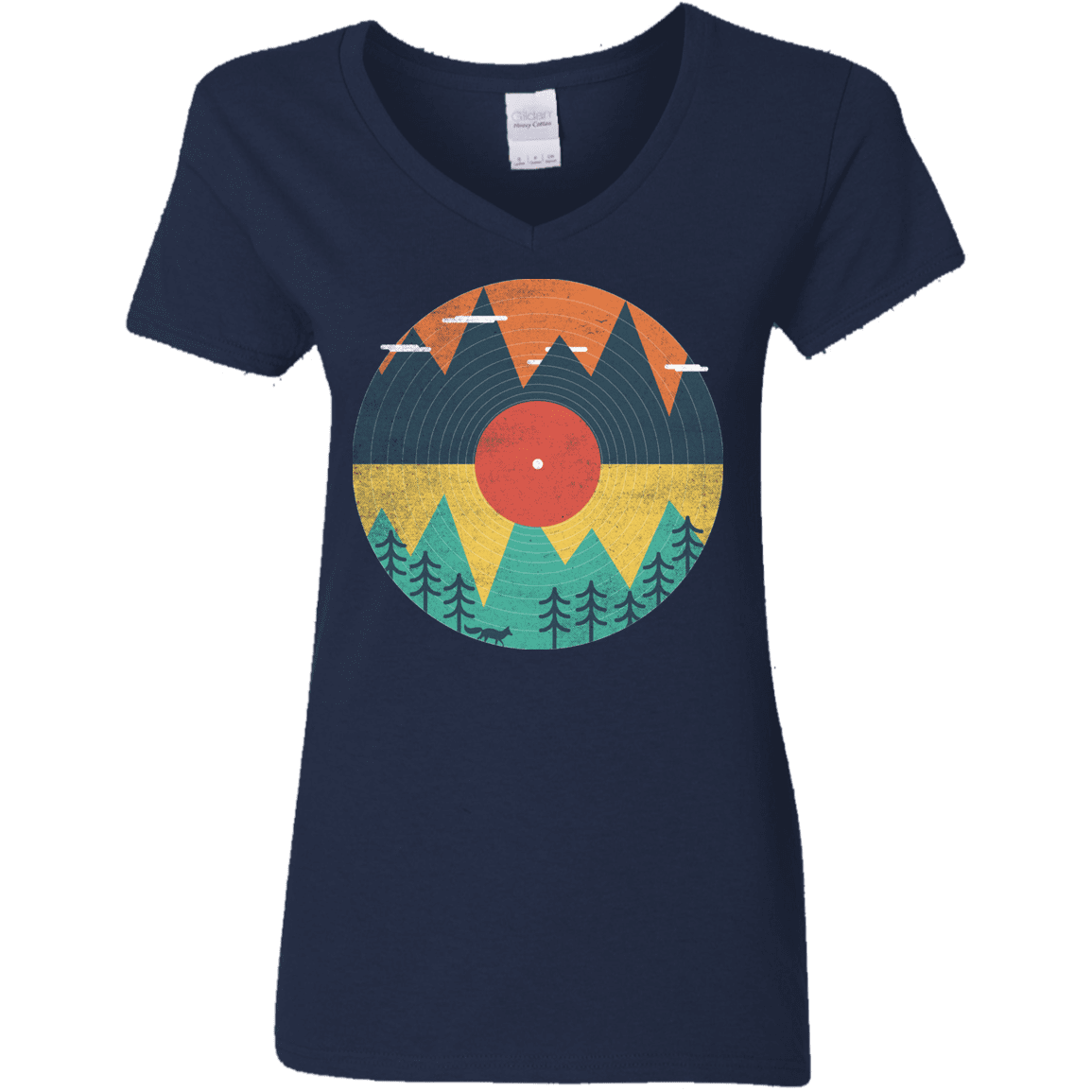 T-Shirts Navy / S Vinyl Fox Women's V-Neck T-Shirt