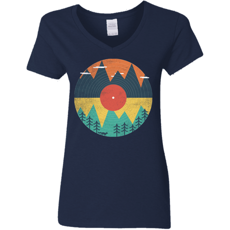 T-Shirts Navy / S Vinyl Fox Women's V-Neck T-Shirt