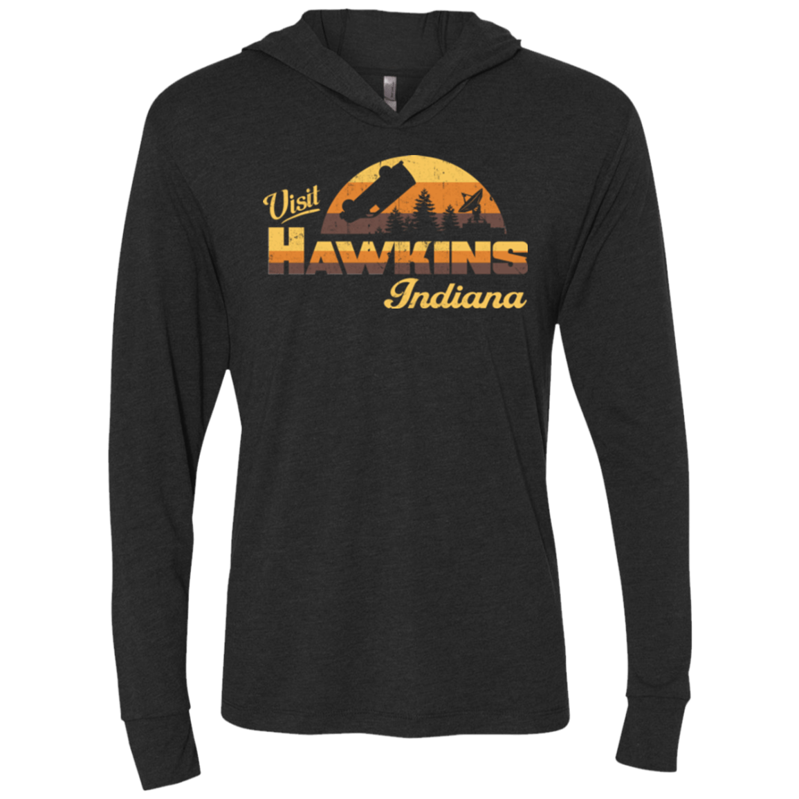 T-Shirts Vintage Black / X-Small Visit Hawkins Triblend Long Sleeve Hoodie Tee