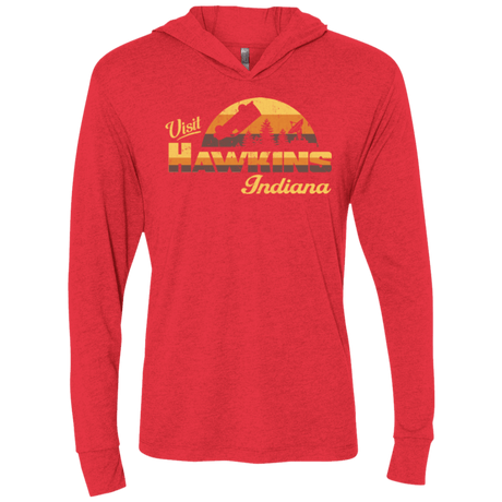 T-Shirts Vintage Red / X-Small Visit Hawkins Triblend Long Sleeve Hoodie Tee