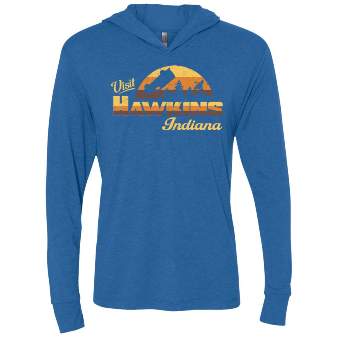 T-Shirts Vintage Royal / X-Small Visit Hawkins Triblend Long Sleeve Hoodie Tee