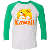 T-Shirts Heather White/Envy / X-Small Visit Kawaii Men's Triblend 3/4 Sleeve