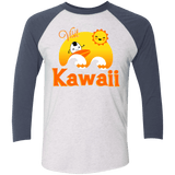T-Shirts Heather White/Indigo / X-Small Visit Kawaii Men's Triblend 3/4 Sleeve