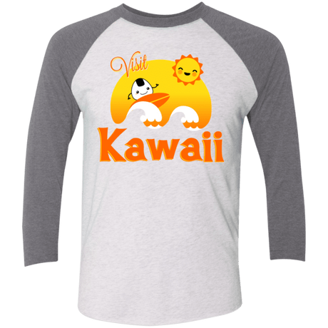 T-Shirts Heather White/Premium Heather / X-Small Visit Kawaii Men's Triblend 3/4 Sleeve