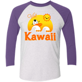 T-Shirts Heather White/Purple Rush / X-Small Visit Kawaii Men's Triblend 3/4 Sleeve