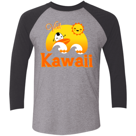 T-Shirts Premium Heather/ Vintage Black / X-Small Visit Kawaii Men's Triblend 3/4 Sleeve