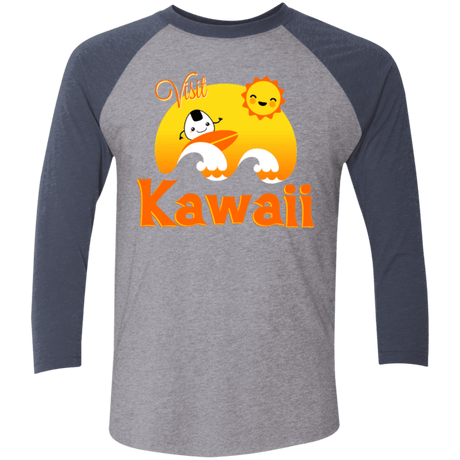 T-Shirts Premium Heather/ Vintage Navy / X-Small Visit Kawaii Men's Triblend 3/4 Sleeve