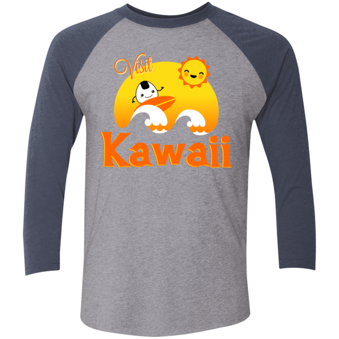 T-Shirts Premium Heather/ Vintage Navy / X-Small Visit Kawaii Men's Triblend 3/4 Sleeve