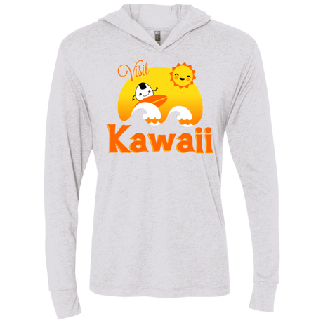 T-Shirts Heather White / X-Small Visit Kawaii Triblend Long Sleeve Hoodie Tee
