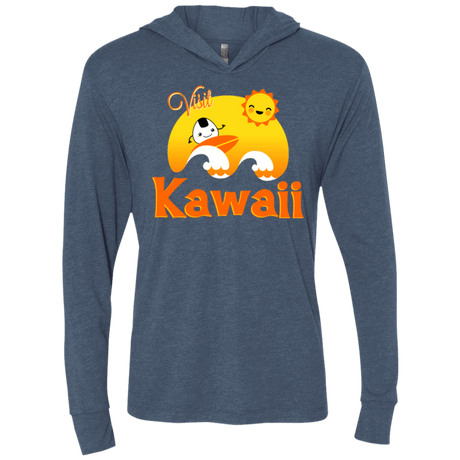 T-Shirts Indigo / X-Small Visit Kawaii Triblend Long Sleeve Hoodie Tee