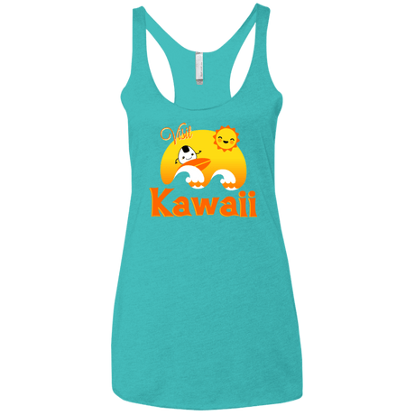 T-Shirts Tahiti Blue / X-Small Visit Kawaii Women's Triblend Racerback Tank