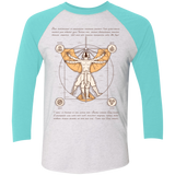 T-Shirts Heather White/Tahiti Blue / X-Small Vitruvian Aang (1) Men's Triblend 3/4 Sleeve