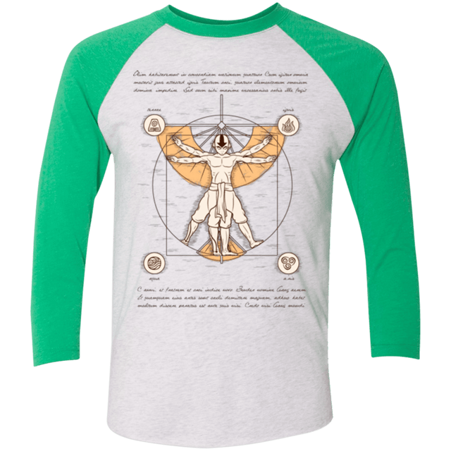 T-Shirts Heather White/Envy / X-Small Vitruvian Aang Men's Triblend 3/4 Sleeve