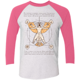 T-Shirts Heather White/Vintage Pink / X-Small Vitruvian Aang Men's Triblend 3/4 Sleeve