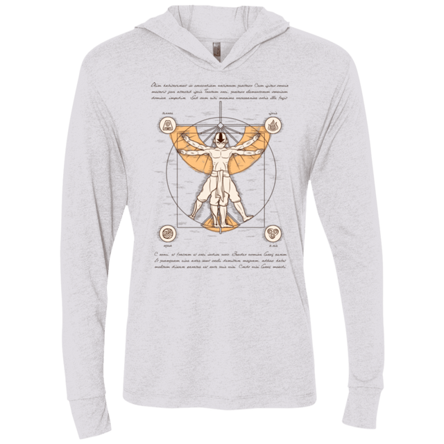 T-Shirts Heather White / X-Small Vitruvian Aang Triblend Long Sleeve Hoodie Tee
