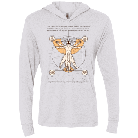 T-Shirts Heather White / X-Small Vitruvian Aang Triblend Long Sleeve Hoodie Tee