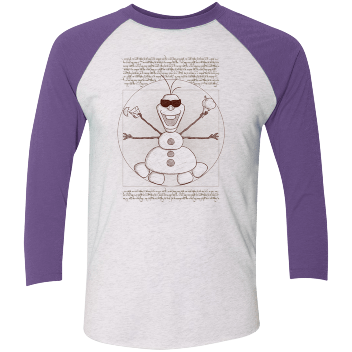 T-Shirts Heather White/Purple Rush / X-Small Vitruvian Summer Men's Triblend 3/4 Sleeve