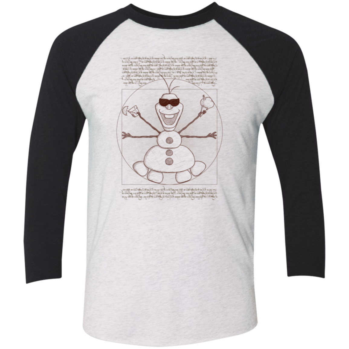 T-Shirts Heather White/Vintage Black / X-Small Vitruvian Summer Men's Triblend 3/4 Sleeve