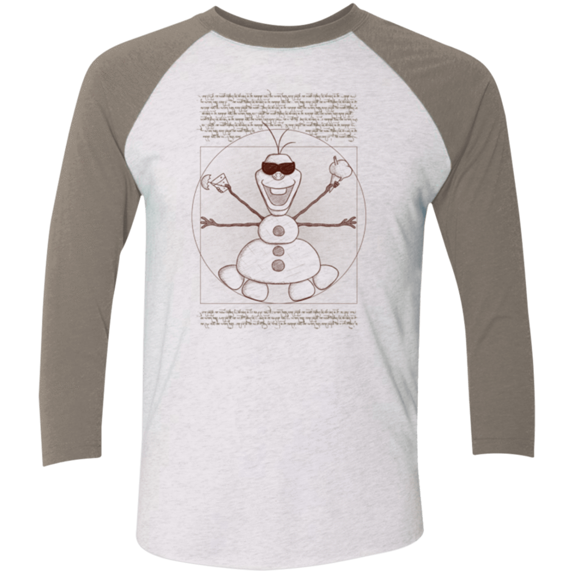 T-Shirts Heather White/Vintage Grey / X-Small Vitruvian Summer Men's Triblend 3/4 Sleeve