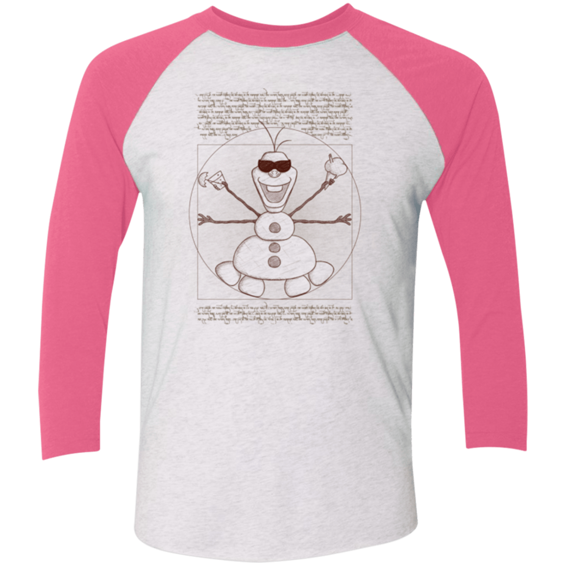 T-Shirts Heather White/Vintage Pink / X-Small Vitruvian Summer Men's Triblend 3/4 Sleeve