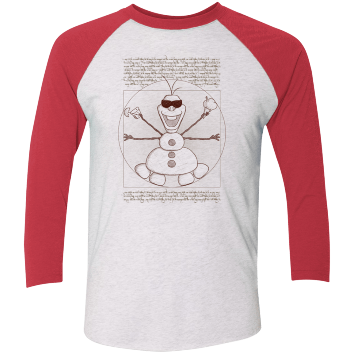 T-Shirts Heather White/Vintage Red / X-Small Vitruvian Summer Men's Triblend 3/4 Sleeve