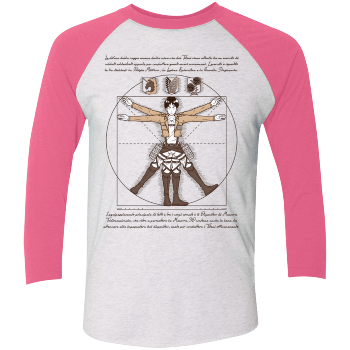 T-Shirts Heather White/Vintage Pink / X-Small VITRUVIAN TRAINEE Men's Triblend 3/4 Sleeve