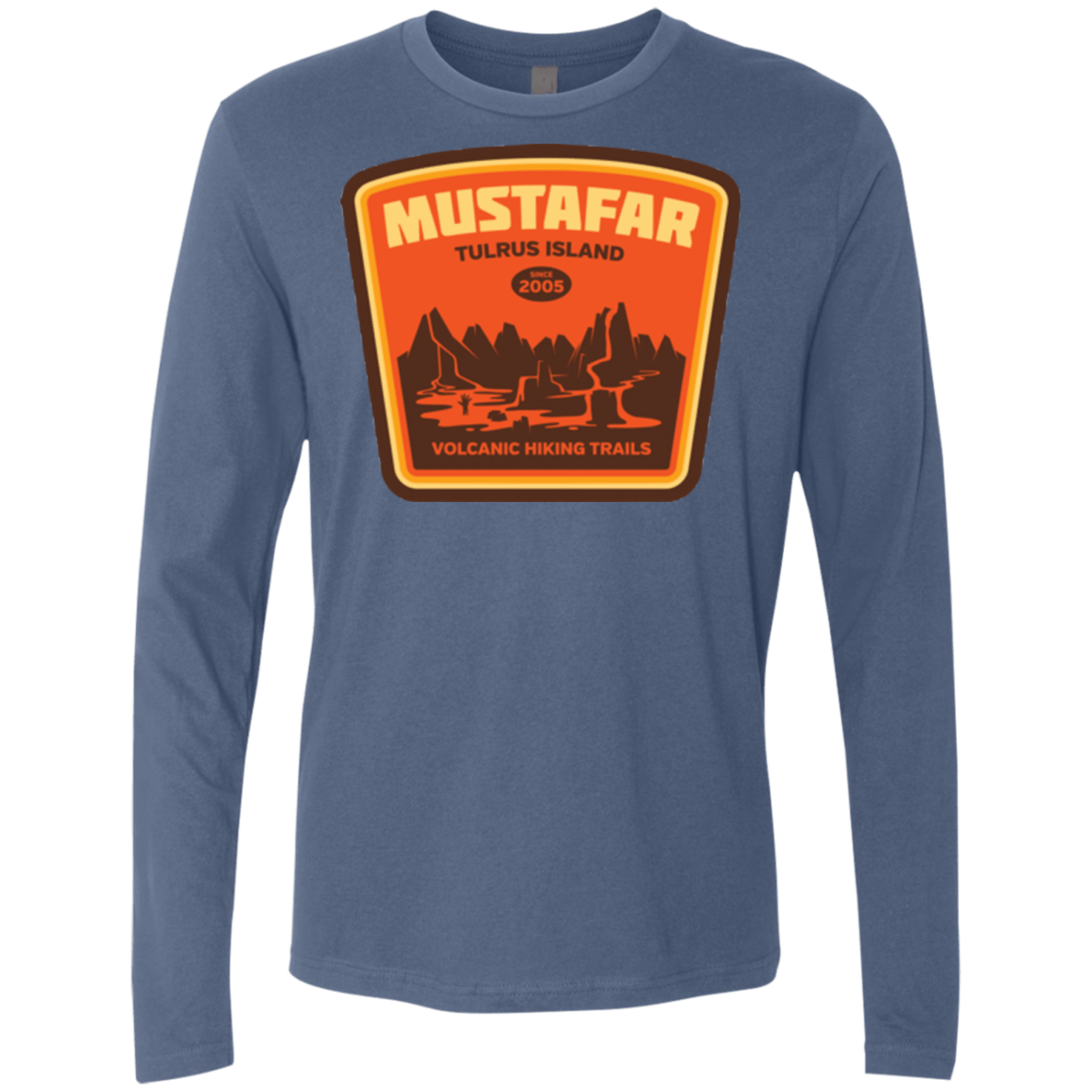 T-Shirts Indigo / Small Volcanic Hiking Trails Men's Premium Long Sleeve