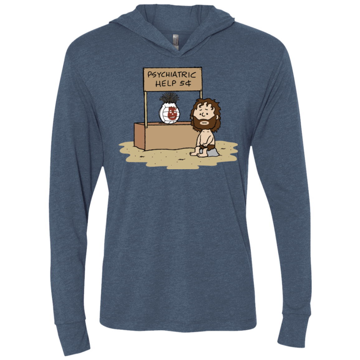 T-Shirts Indigo / X-Small Volleyball Help Triblend Long Sleeve Hoodie Tee