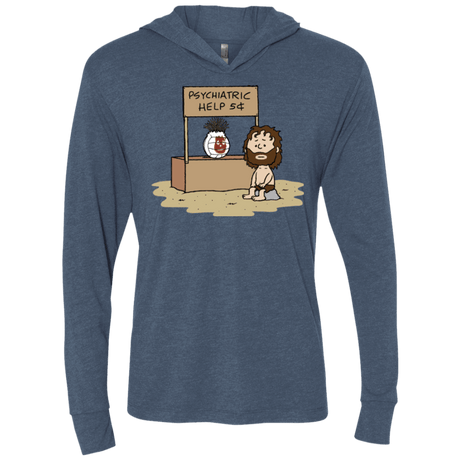 T-Shirts Indigo / X-Small Volleyball Help Triblend Long Sleeve Hoodie Tee