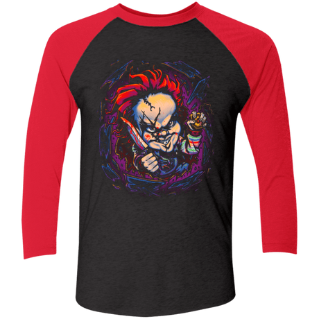 T-Shirts Vintage Black/Vintage Red / X-Small Voodoo Doll of Death Men's Triblend 3/4 Sleeve