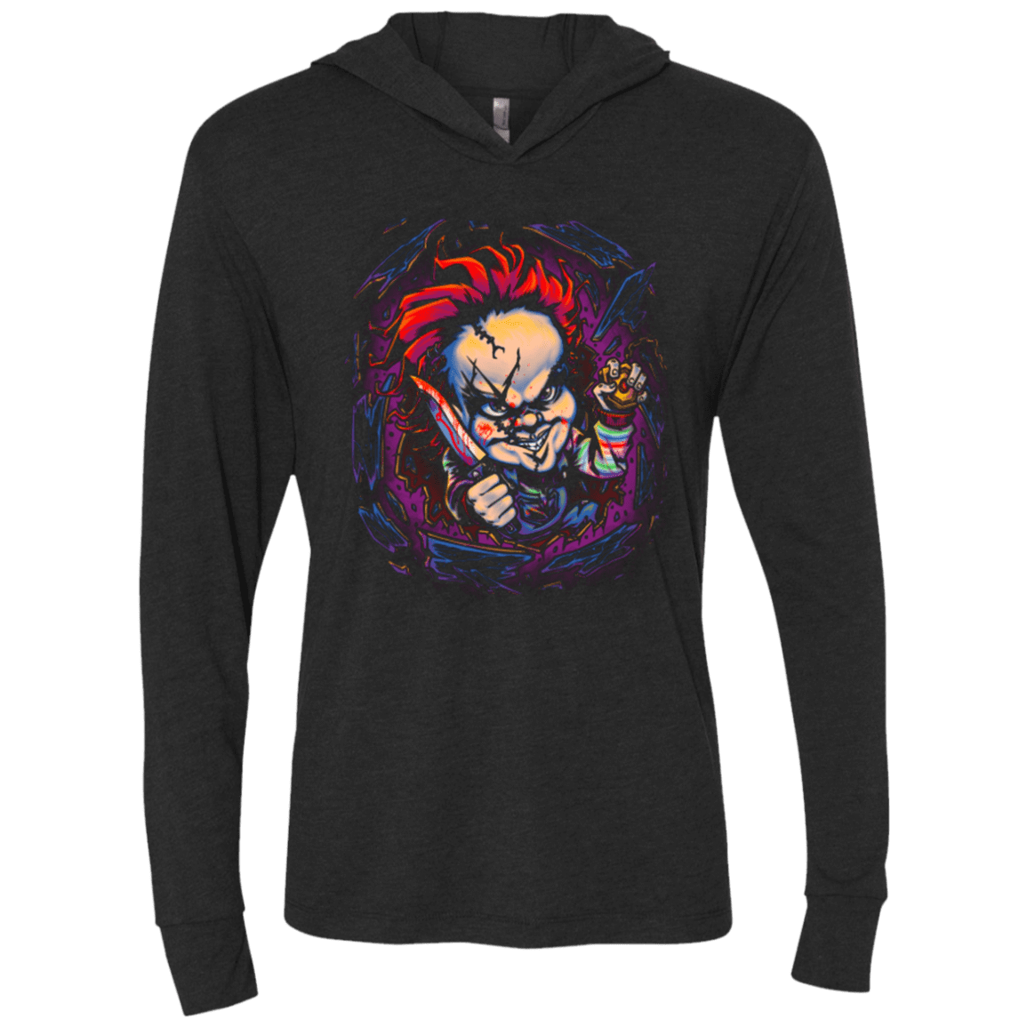 T-Shirts Vintage Black / X-Small Voodoo Doll of Death Triblend Long Sleeve Hoodie Tee