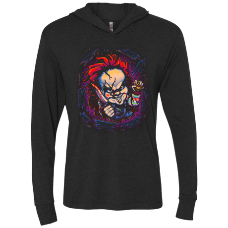 T-Shirts Vintage Black / X-Small Voodoo Doll of Death Triblend Long Sleeve Hoodie Tee