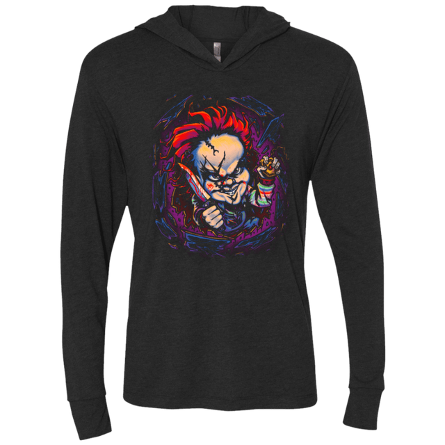 T-Shirts Vintage Black / X-Small Voodoo Doll of Death Triblend Long Sleeve Hoodie Tee