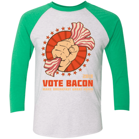 T-Shirts Heather White/Envy / X-Small Vote Bacon In 2018 Triblend 3/4 Sleeve