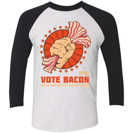 T-Shirts Heather White/Vintage Black / X-Small Vote Bacon In 2018 Triblend 3/4 Sleeve