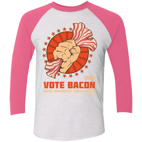 T-Shirts Heather White/Vintage Pink / X-Small Vote Bacon In 2018 Triblend 3/4 Sleeve