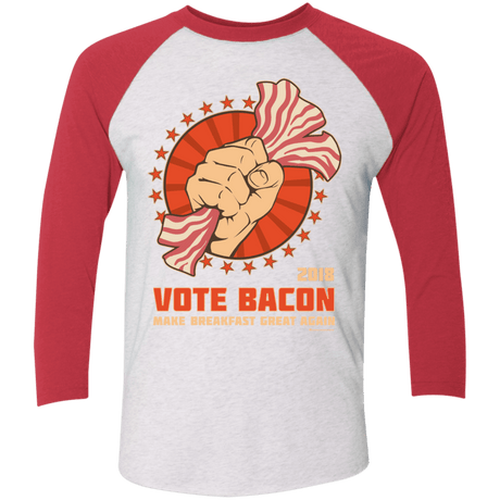 T-Shirts Heather White/Vintage Red / X-Small Vote Bacon In 2018 Triblend 3/4 Sleeve