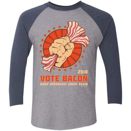 T-Shirts Premium Heather/Vintage Navy / X-Small Vote Bacon In 2018 Triblend 3/4 Sleeve