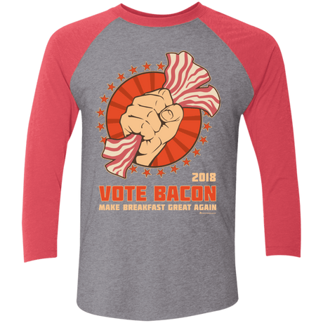 T-Shirts Premium Heather/ Vintage Red / X-Small Vote Bacon In 2018 Triblend 3/4 Sleeve