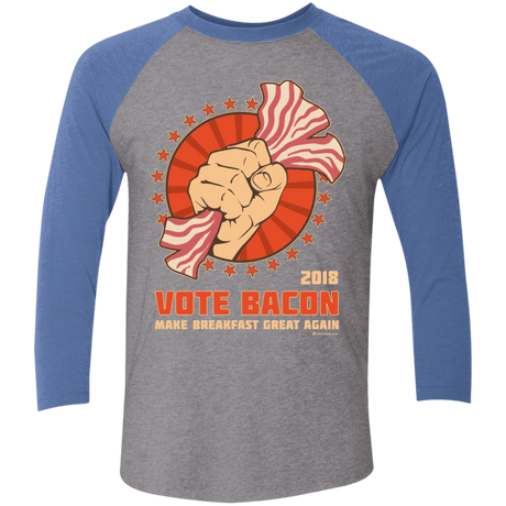 T-Shirts Premium Heather/Vintage Royal / X-Small Vote Bacon In 2018 Triblend 3/4 Sleeve