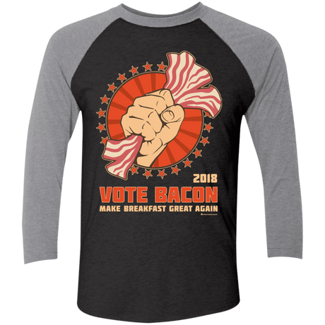 T-Shirts Vintage Black/Premium Heather / X-Small Vote Bacon In 2018 Triblend 3/4 Sleeve