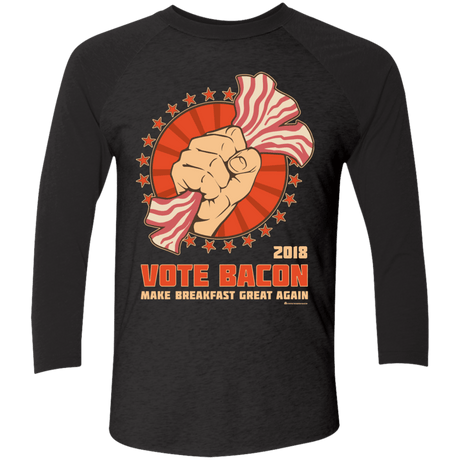 T-Shirts Vintage Black/Vintage Black / X-Small Vote Bacon In 2018 Triblend 3/4 Sleeve